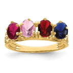 14k 4 Genuine Stone Family Ring