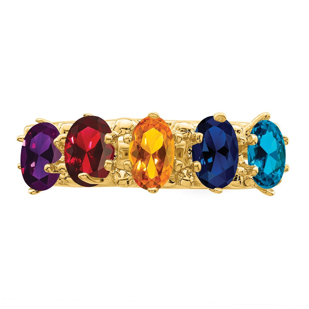 14ky 5 Synthetic Stone Family Ring