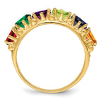 14k 6 Synthetic Stone Family Ring