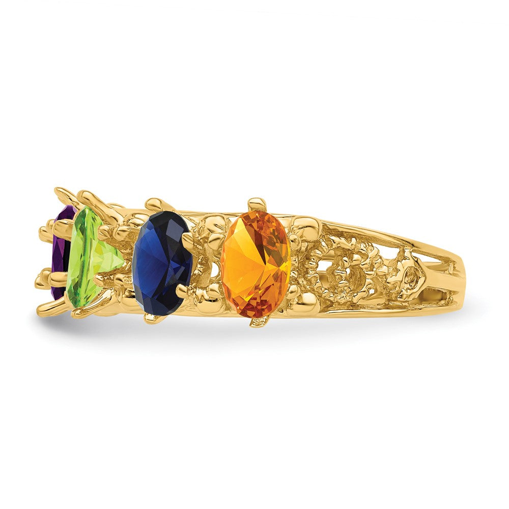 14ky 6 Genuine Stone Family Ring