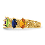 14ky 6 Genuine Stone Family Ring