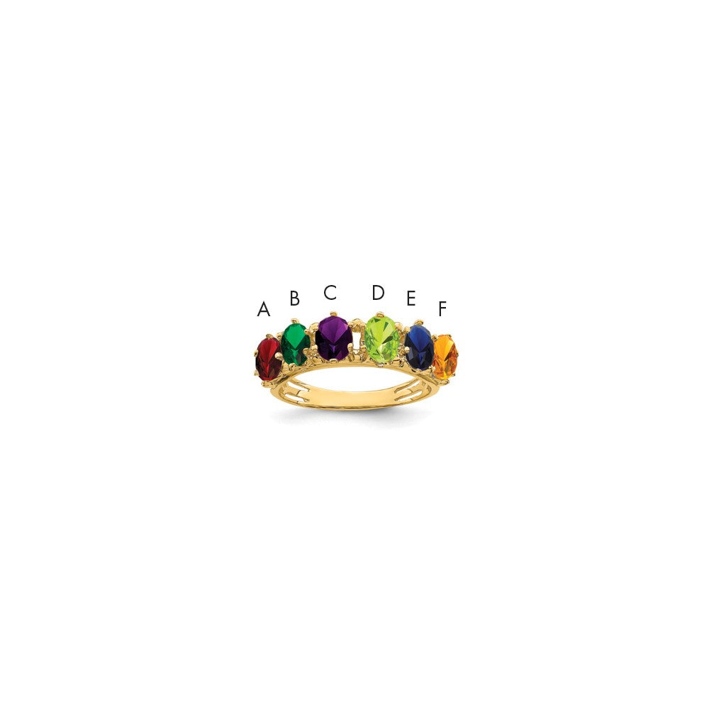 14ky 6 Genuine Stone Family Ring