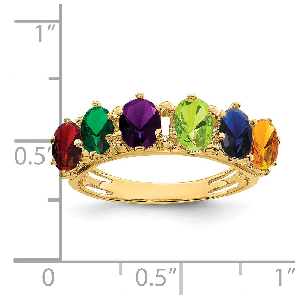 14ky 6 Genuine Stone Family Ring