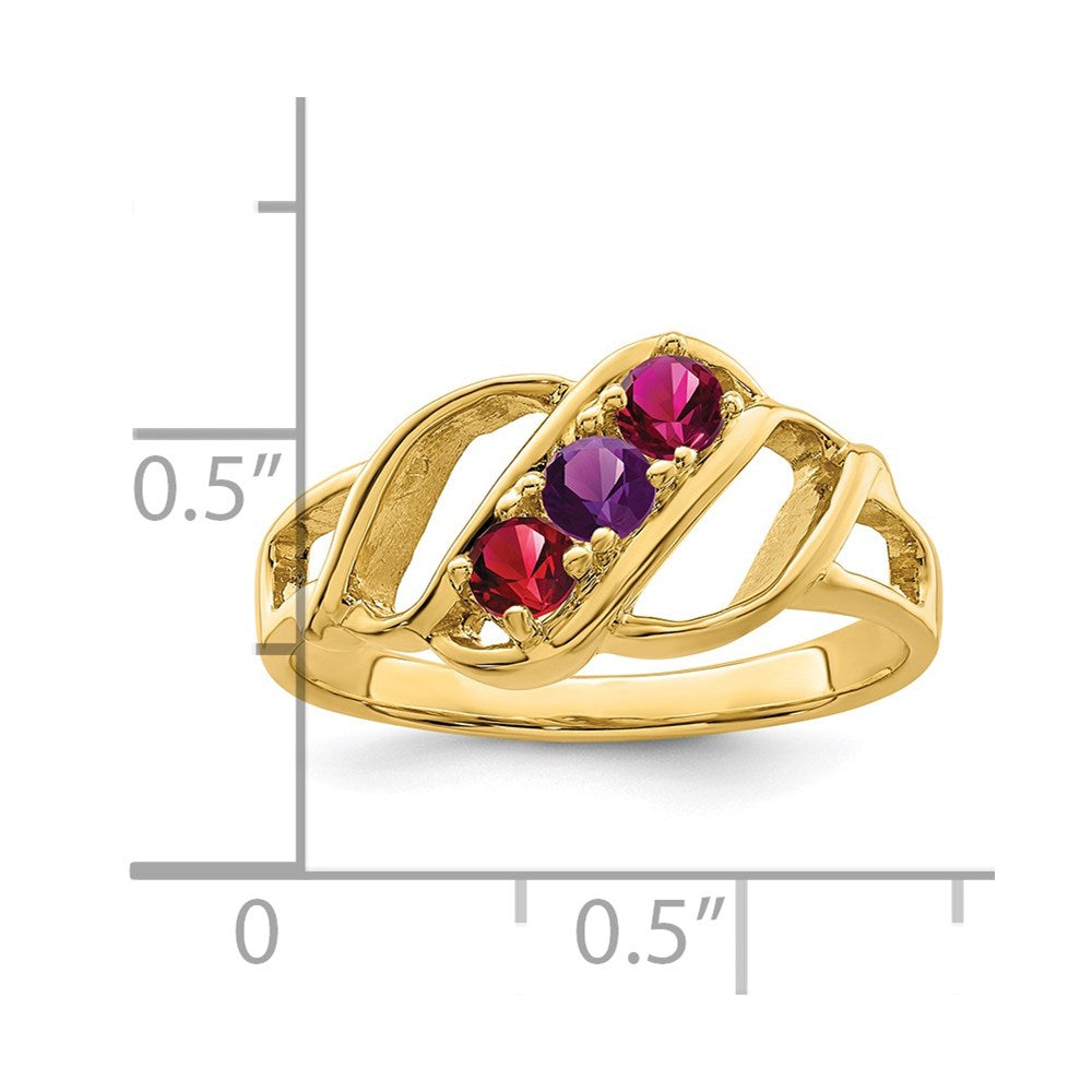 14k Genuine 3 Stone Mother's Ring