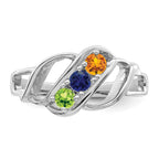 14k White Gold Synthetic Family Jewelry Ring