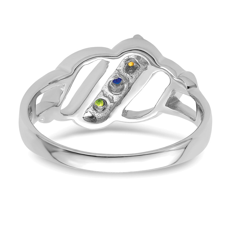 14k White Gold Synthetic Family Jewelry Ring