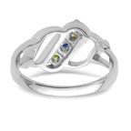 14k White Gold Genuine 3 Stone Mother's Ring