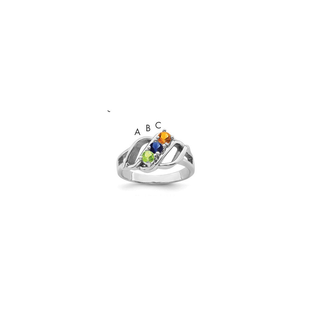 14k White Gold Synthetic Family Jewelry Ring
