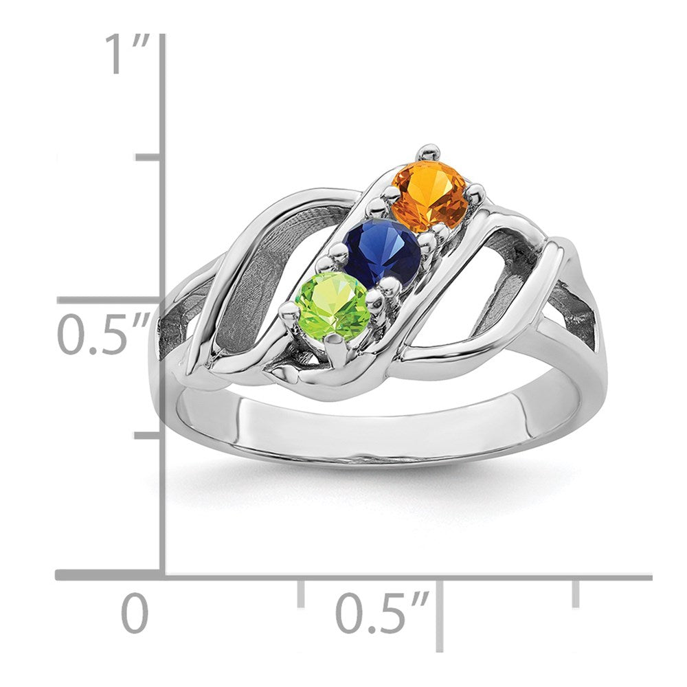 14k White Gold Synthetic Family Jewelry Ring