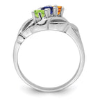 14k White Gold Synthetic Family Jewelry Ring