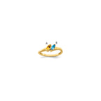 14k Personalized 2-Name Synthetic 2 Stone Couple's Ring