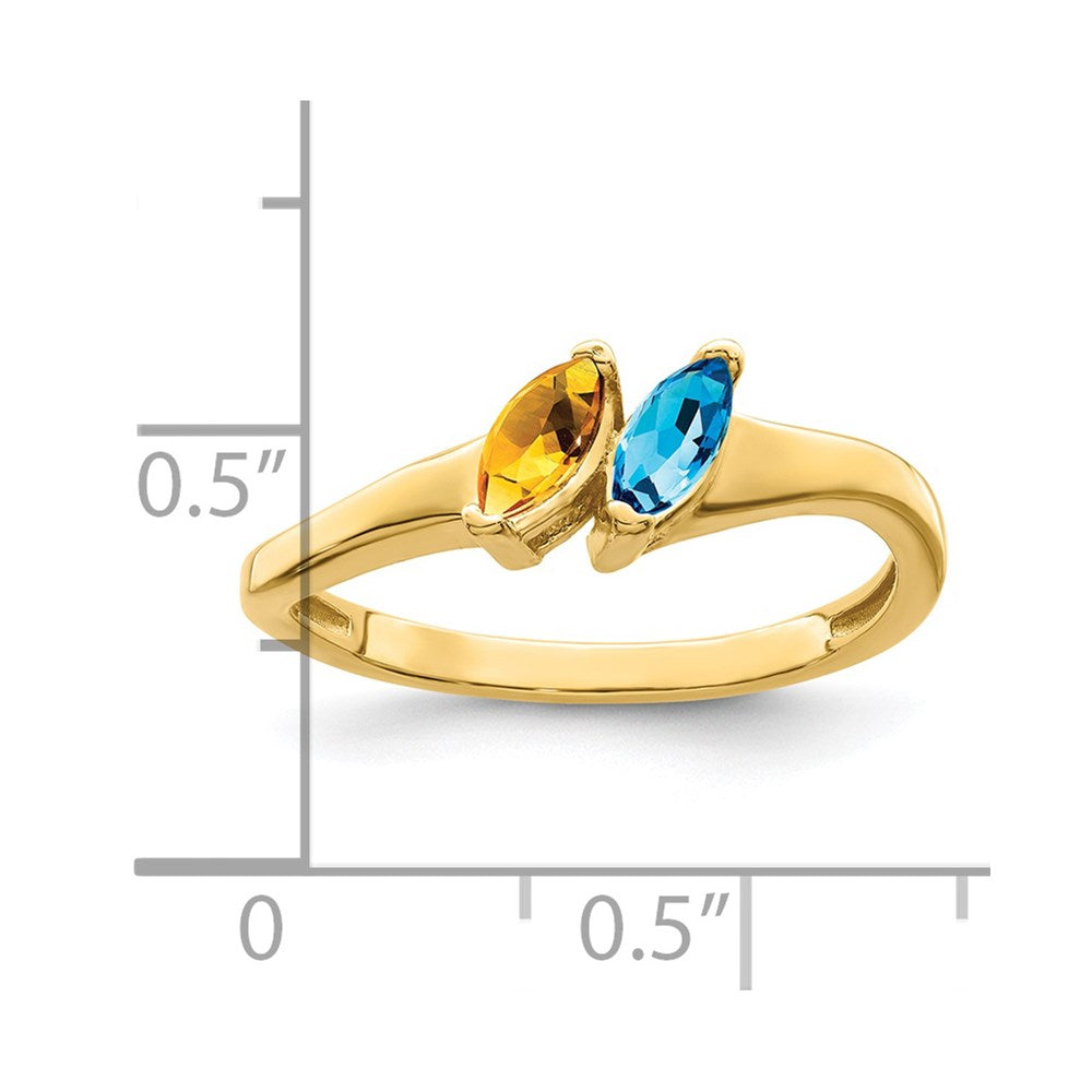 14k Personalized 2-Name Synthetic 2 Stone Couple's Ring