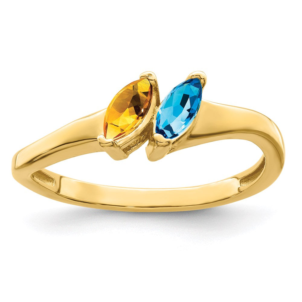 14k Personalized 2-Name Synthetic 2 Stone Couple's Ring
