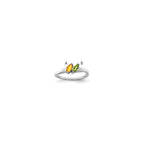 14k White Gold Personalized 2-Name Synthetic 2 Stone Couple's Ring