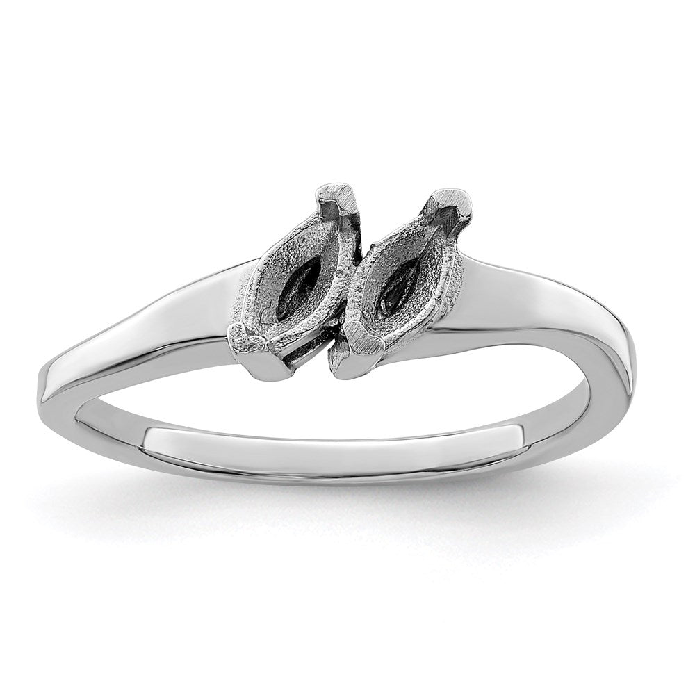 14k White Gold Personalized 2-Name Genuine 2 Stone Couple's Ring