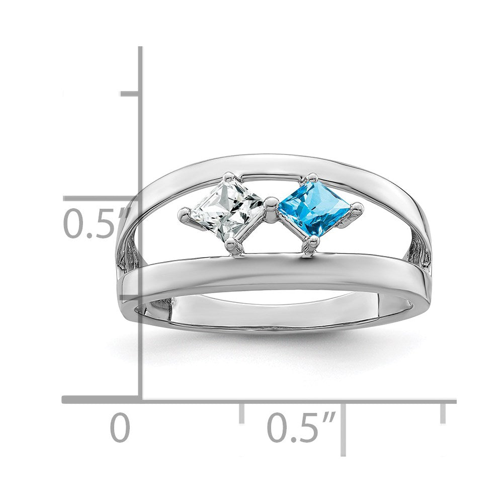14k White Gold Synthetic Family Jewelry Ring