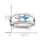 14k White Gold Synthetic Family Jewelry Ring