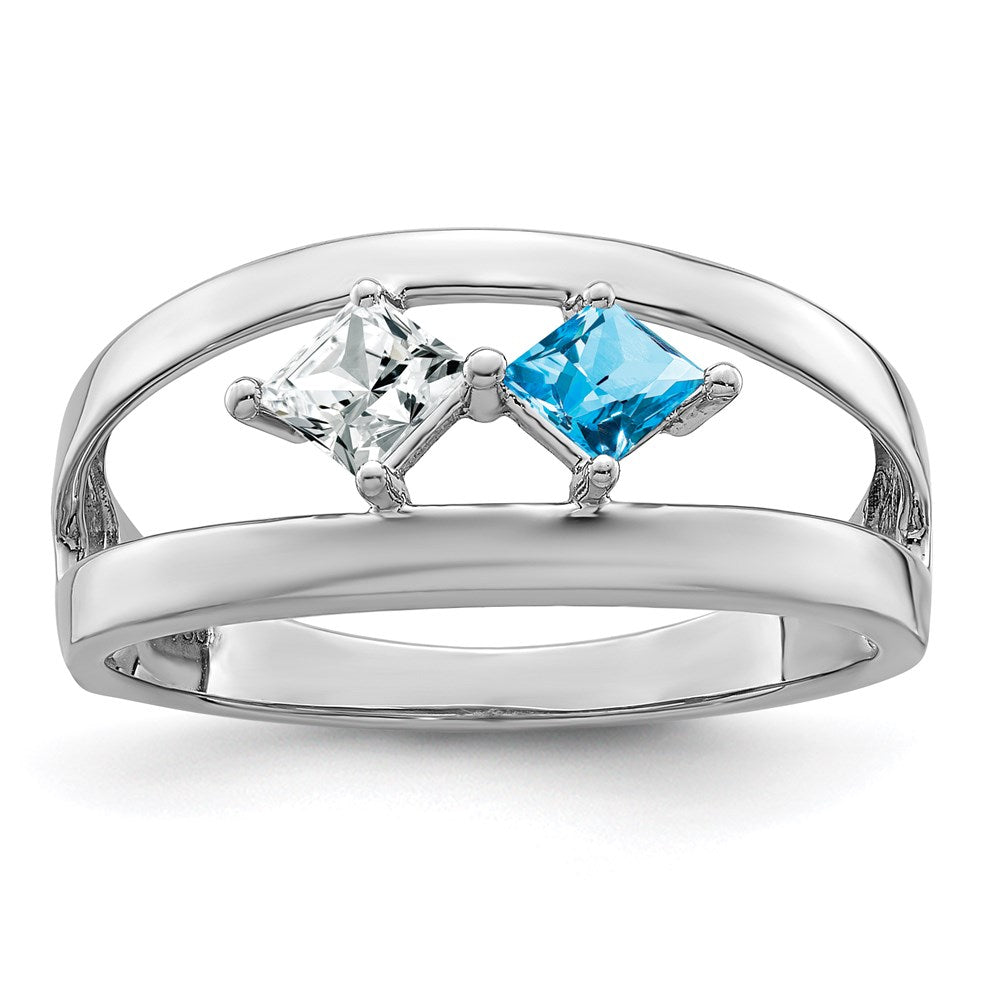 14k White Gold Synthetic Family Jewelry Ring