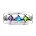 14k White Gold Synthetic Family Jewelry Ring