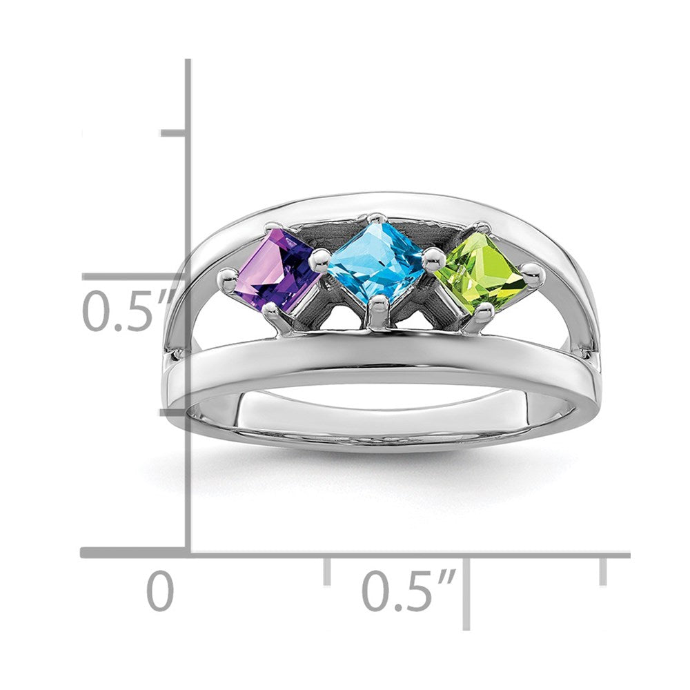 14k White Gold Synthetic Family Jewelry Ring