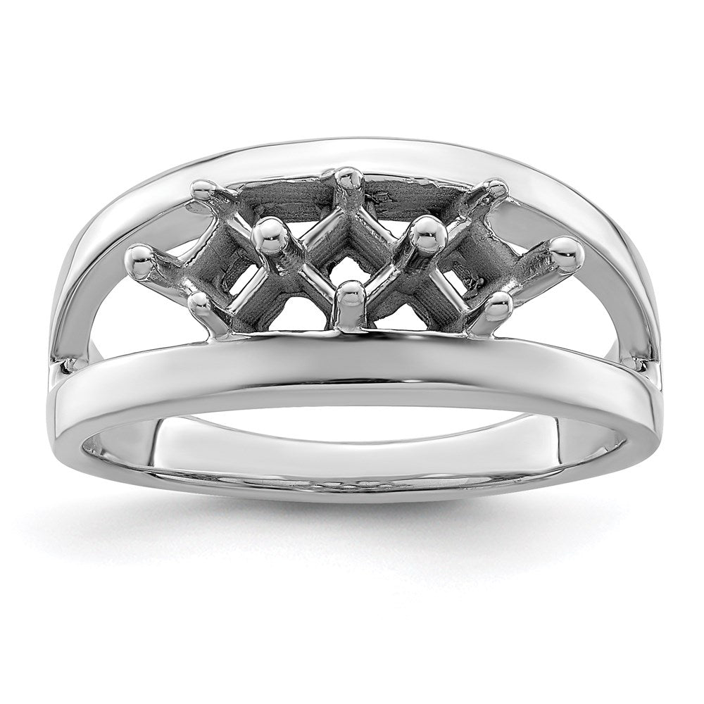 14k White Gold Synthetic Family Jewelry Ring