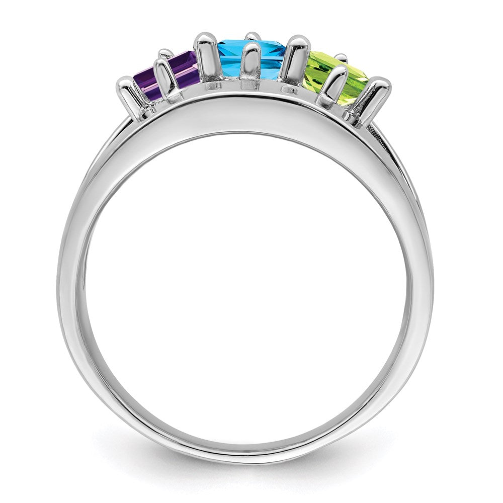 14k White Gold Synthetic Family Jewelry Ring