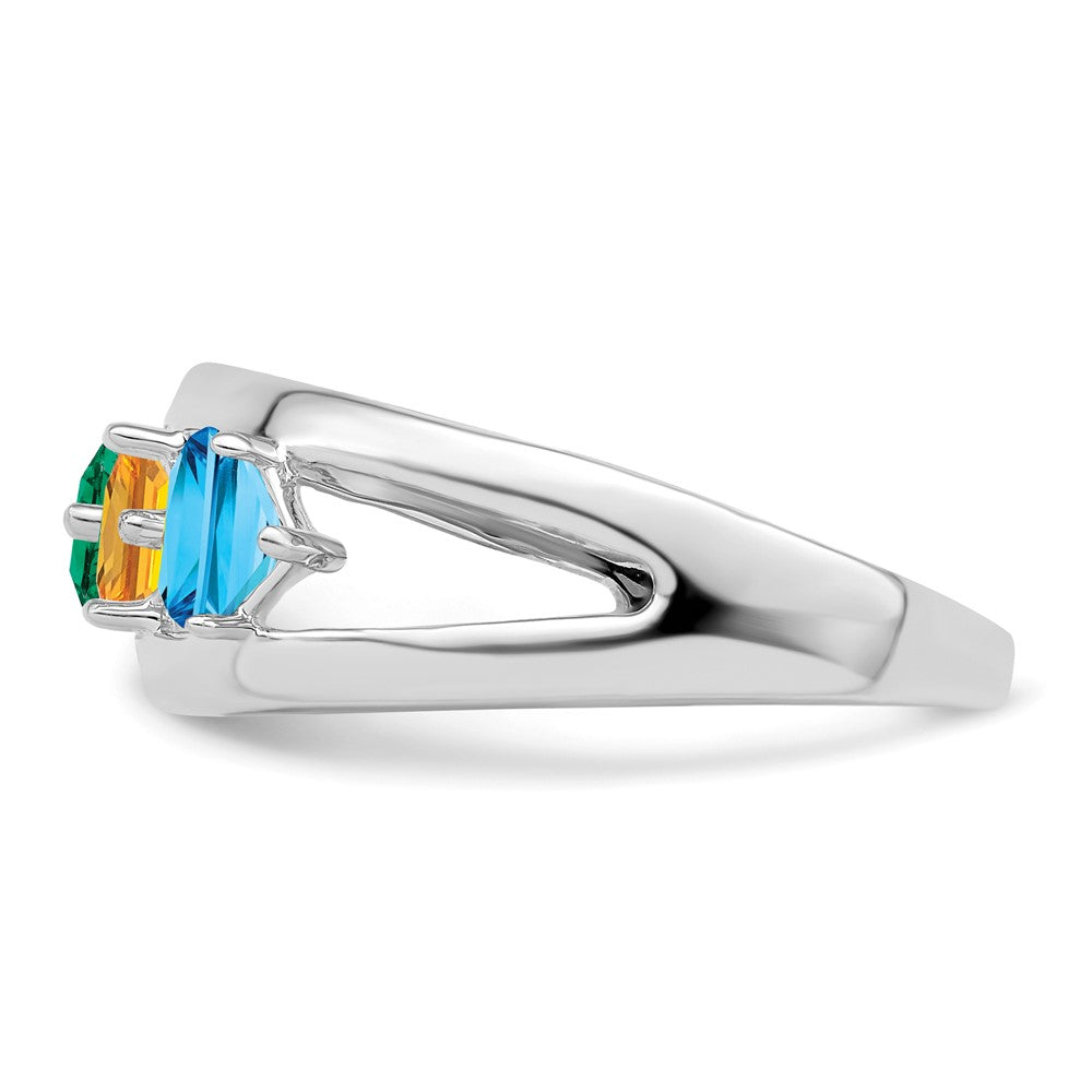 14k White Gold Synthetic Family Jewelry Ring