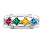 14k White Gold Synthetic Family Jewelry Ring