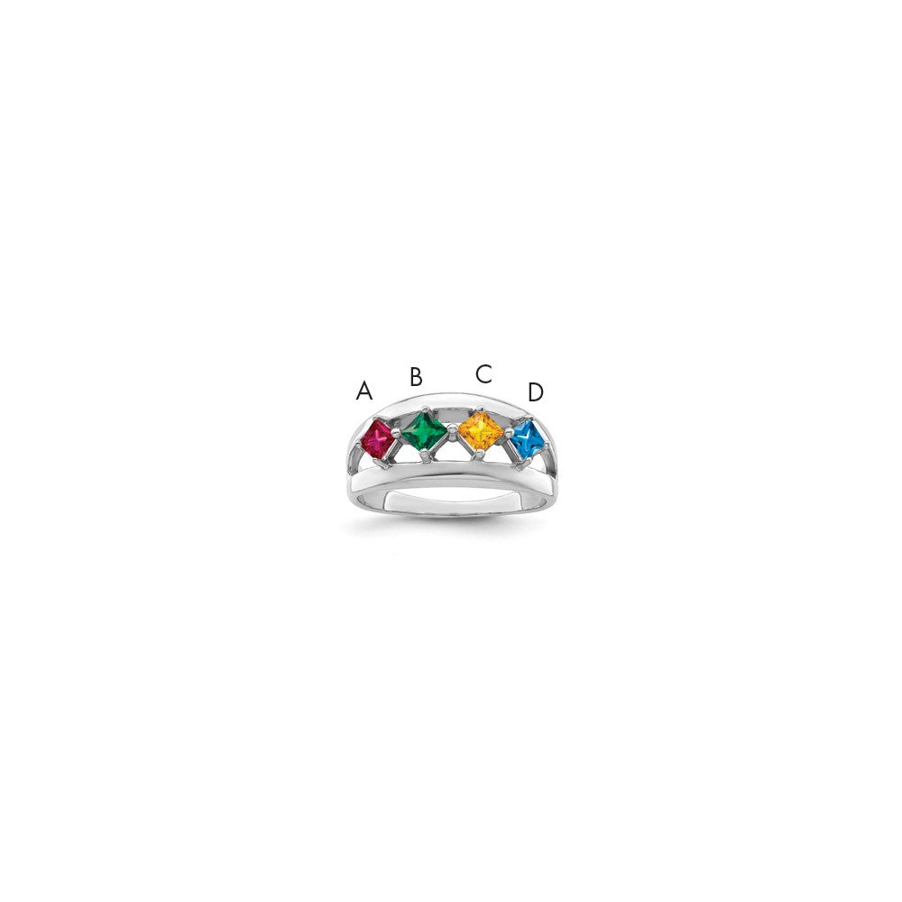 14k White Gold Synthetic Family Jewelry Ring