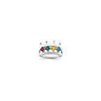 14k White Gold Synthetic Family Jewelry Ring