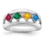14k White Gold Synthetic Family Jewelry Ring