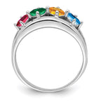 14k White Gold Synthetic Family Jewelry Ring