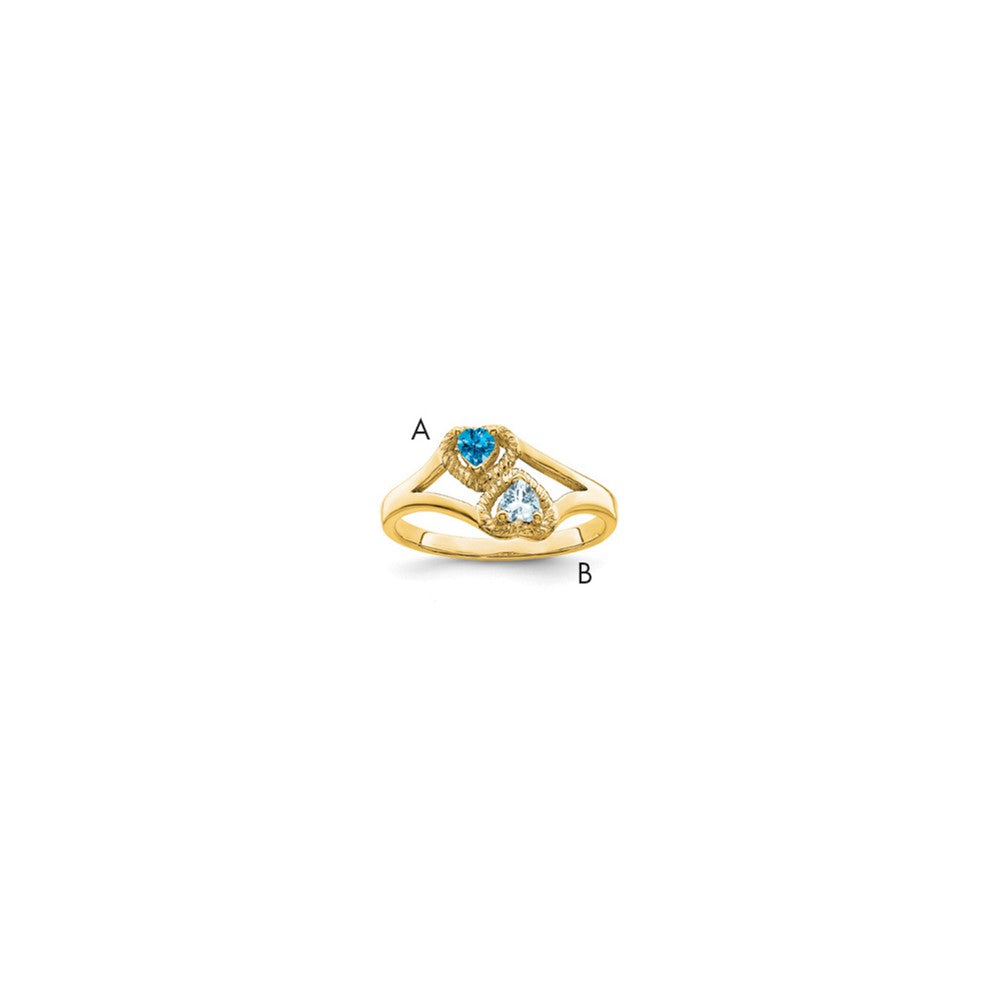 14k Personalized 2-Name Genuine 2 Stone Couple's Ring