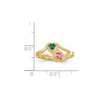 14k Personalized 2-Name Genuine 2 Stone Couple's Ring