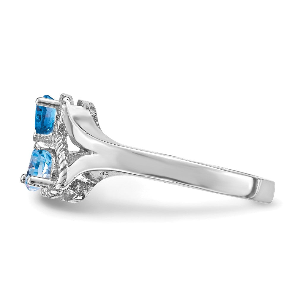14k White Gold Personalized 2-Name Synthetic 2 Stone Couple's Ring