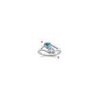 14k White Gold Personalized 2-Name Synthetic 2 Stone Couple's Ring