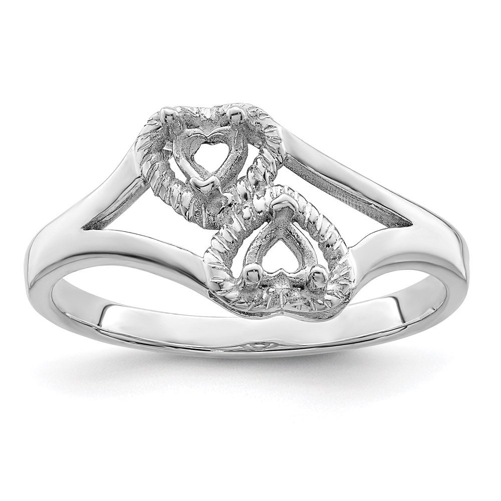 14k White Gold Personalized 2-Name Synthetic 2 Stone Couple's Ring