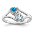 14k White Gold Personalized 2-Name Synthetic 2 Stone Couple's Ring