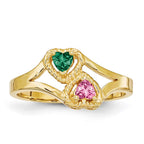 14k Personalized 2-Name Synthetic 2 Stone Couple's Ring