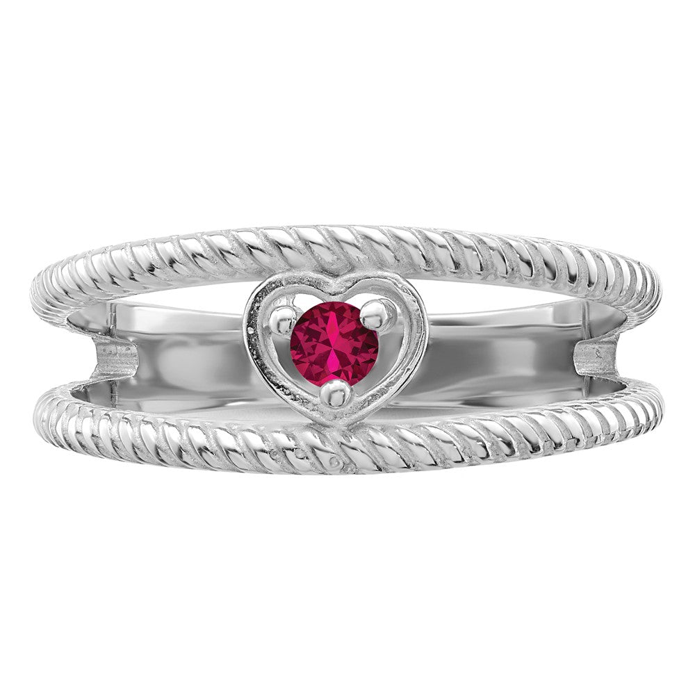 14k White Gold Synthetic Family Jewelry Ring