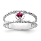 14k White Gold Synthetic Family Jewelry Ring