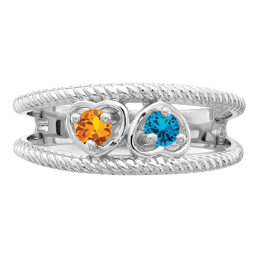 14k White Gold Synthetic Family Jewelry Ring