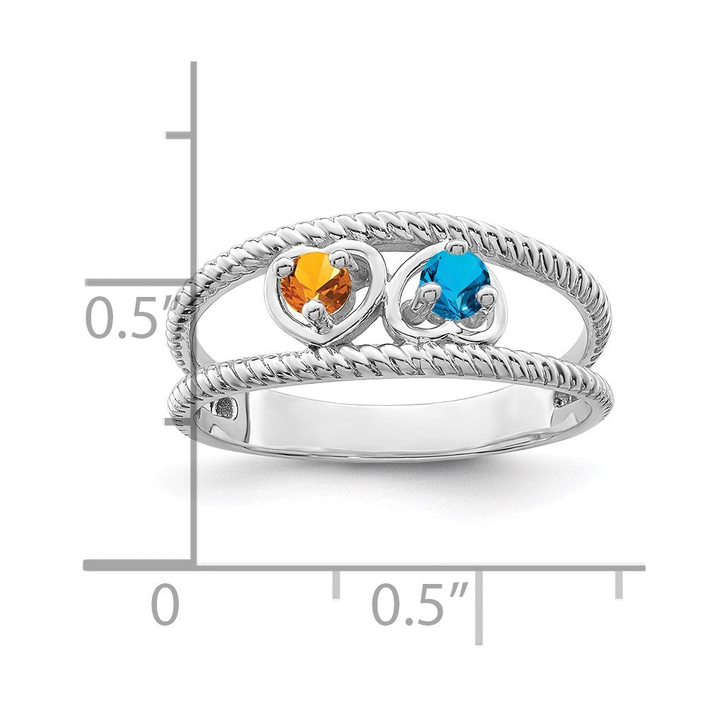 14k White Gold Synthetic Family Jewelry Ring