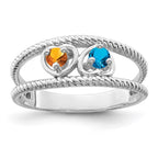 14k White Gold Synthetic Family Jewelry Ring
