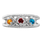 14k White Gold Synthetic Family Jewelry Ring