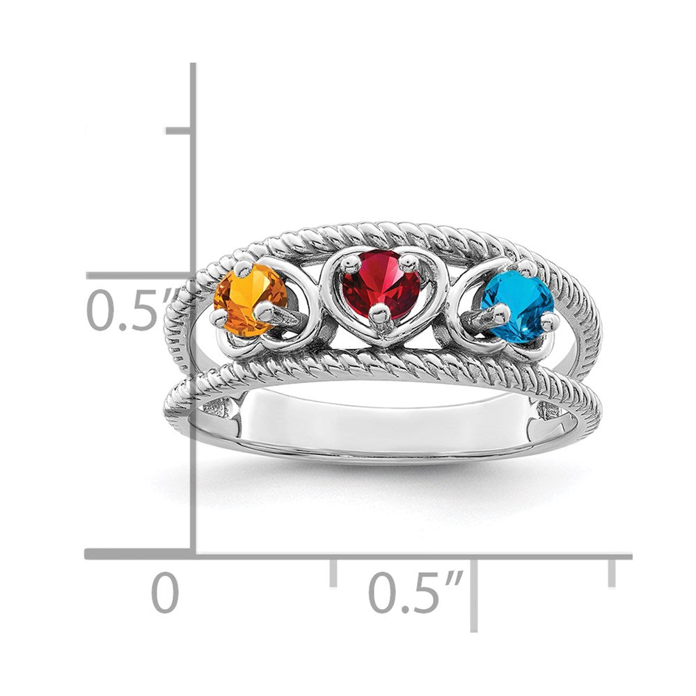 14k White Gold Synthetic Family Jewelry Ring