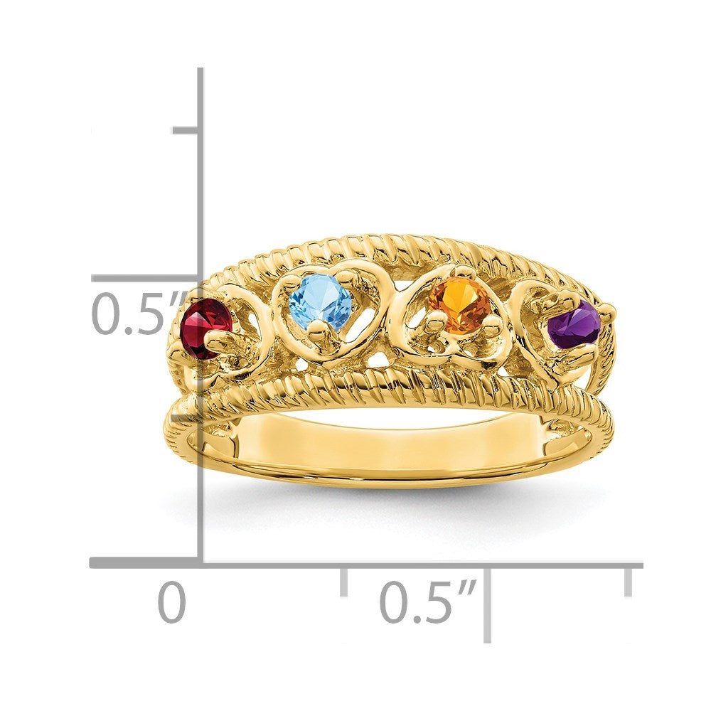 14k Synthetic Family Jewelry Ring