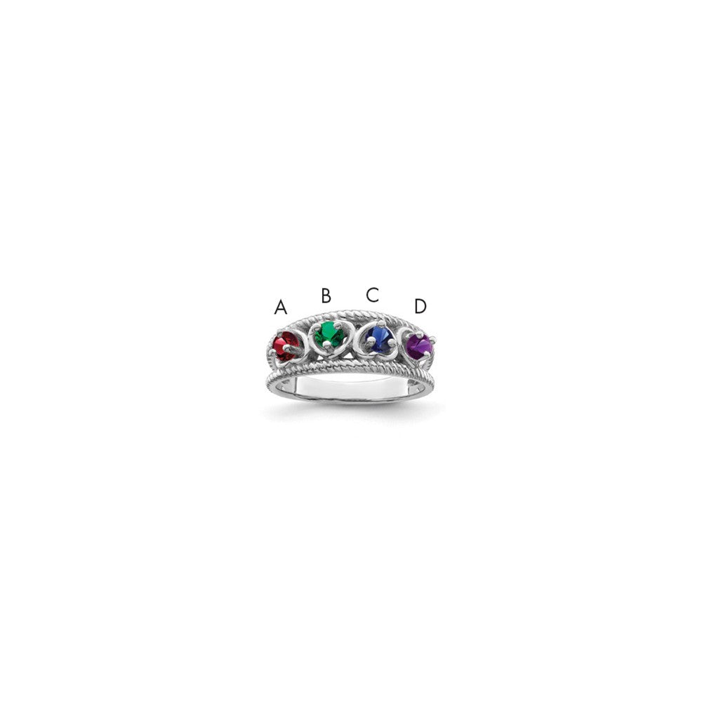 14k White Gold Genuine Family Jewelry Ring