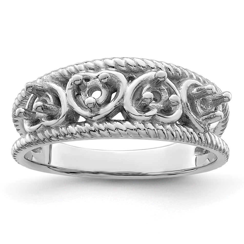 14k White Gold Synthetic Family Jewelry Ring