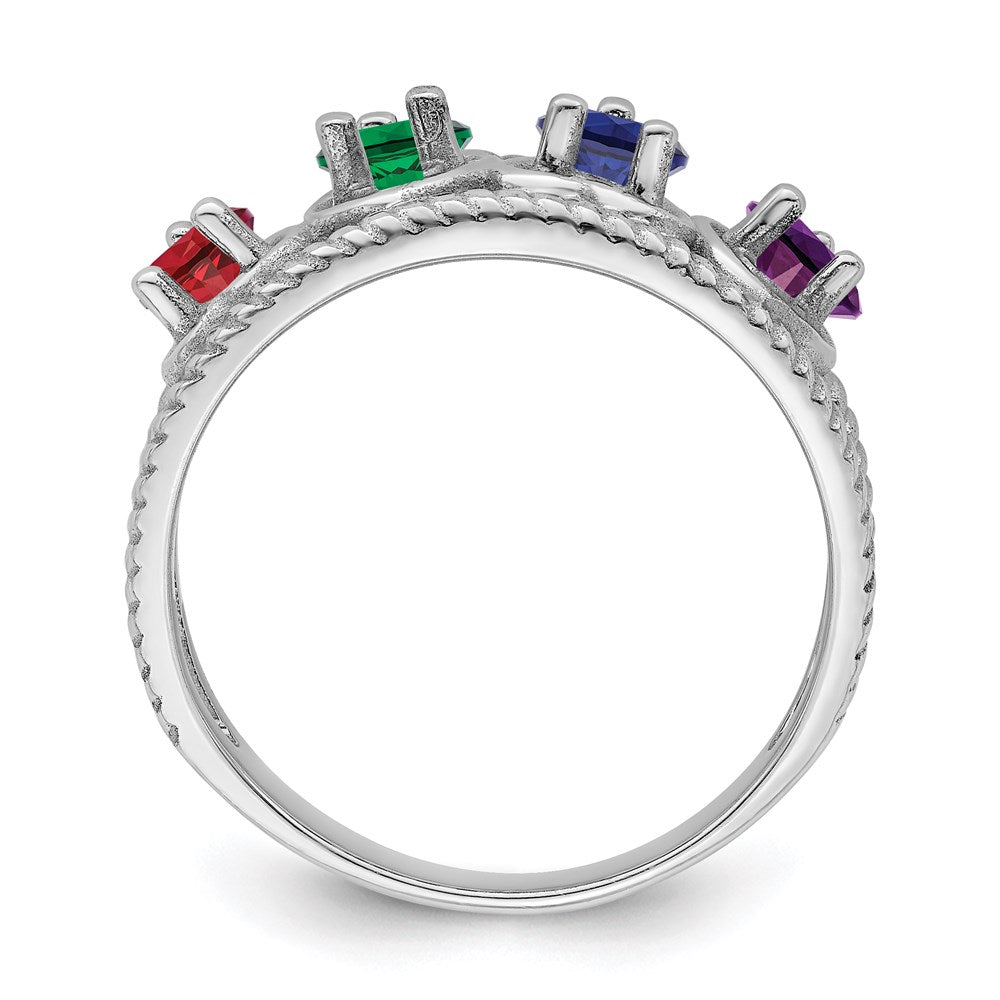 14k White Gold Synthetic Family Jewelry Ring